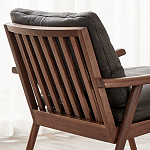 Кресло c каркасом из массива дерева и мягкой кожаной обивкой Walnut Armchair варинант исполнения - 9 | Loft Concept в Костроме