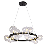Люстра круглая подвесная с 15-ю прозрачными шарообразными плафонами из стекла Iona chandelier варинант исполнения - 8 | Loft Concept в Костроме