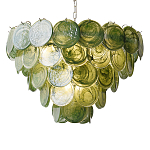Люстра из зеленых стеклянных дисков с перламутровым эффектом Green Glowing Glaze варинант исполнения - 6 | Loft Concept в Костроме