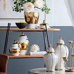 Ваза с золотыми полосами на белом фоне Chinoiserie Ceramics варинант исполнения - 4 | Loft Concept в Костроме