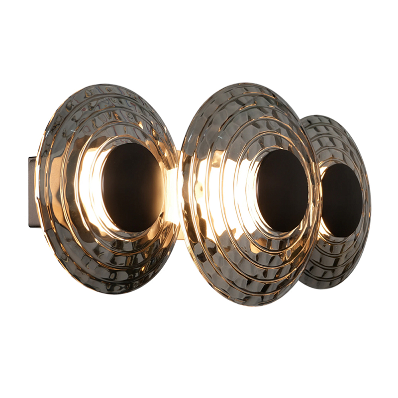 Бра из трех стеклянных фактурных дисков Eyepiece Прозрачный Янтарный Дымчатый (Smoke) в Костроме | Loft Concept 