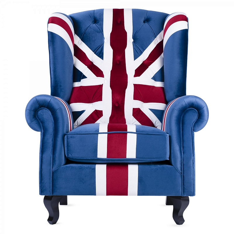 Кресло Armchair Union Jack velvet Белый Синий Красный Кресло Armchair Union Jack velvet Белый Синий Красный в Костроме | Loft Concept