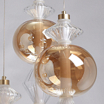 Люстра с плафонами из прозрачного и янтарного стекла в виде шаров и ромбов Gabriel Scott Luna варинант исполнения - 9 | Loft Concept в Костроме