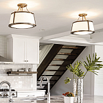 Потолочный светильник со светлым текстильным абажуром Hinkley варинант исполнения - 10 | Loft Concept в Костроме