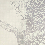Обои ручная роспись в стиле Арт-деко Whistler Peacocks Special Colourway on 12 Carat White Gold gilded silk варинант исполнения - 2 | Loft Concept в Костроме