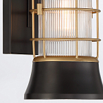 Настенный фонарь цилиндрической формы с рифленым стеклом в золотом каркасе на черном прямоугольном основании Eurofase варинант исполнения - 14 | Loft Concept в Костроме