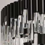 Люстра круглая из матового черного металла с подвесками из прозрачных стеклянных трубок Noir Tubes варинант исполнения - 7 | Loft Concept в Костроме