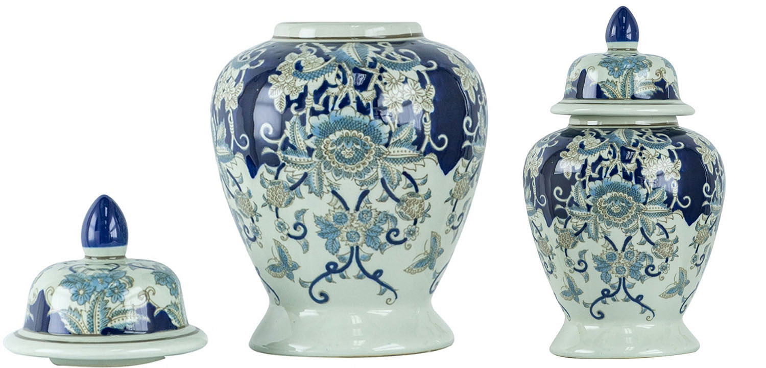 Ваза с крышкой Blue & White Ornament Vase 42 Ваза с крышкой Blue & White Ornament Vase 42 - Loft-Concept в Костроме