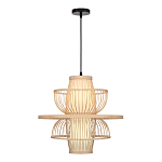 Подвесной светильник фигурный из деревянных прутьев с плафоном из натуральной ткани Light Inside the Cell варинант исполнения - 1 | Loft Concept в Костроме