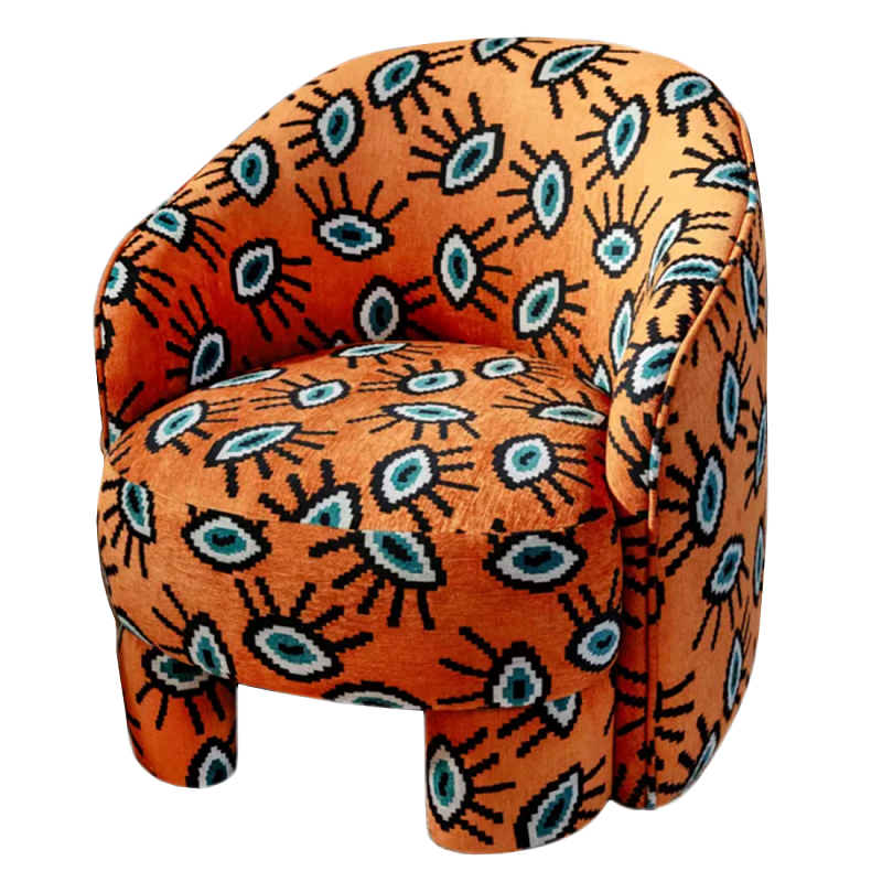 Акцентное Кресло Leela Оранжевый Орнамент Оранжевый в Костроме | Loft Concept 