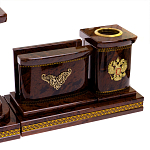 Настольный письменный набор с часами и визитницами из природного камня обсидиана Royal Present варинант исполнения - 3 | Loft Concept в Костроме