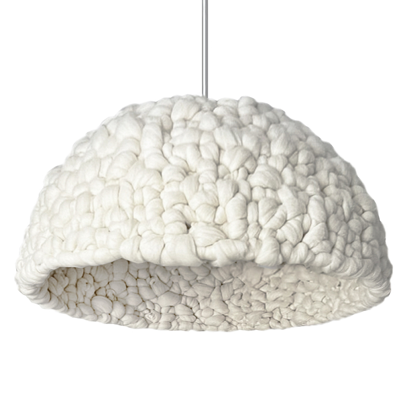 Вязаный подвесной светильник из шерсти Dome Wool Lamp Белый Вязаный подвесной светильник из шерсти Dome Wool Lamp Белый в Костроме | Loft Concept