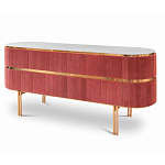 Дизайнерский комод овальный с розовой бархатной обивкой Edith варинант исполнения - 1 | Loft Concept в Костроме