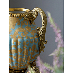 Ваза голубого цвета из фарфора с золотым растительным орнаментом и бронзовыми фигурками женщин Eden Garden porcelain and bronze варинант исполнения - 8 | Loft Concept в Костроме