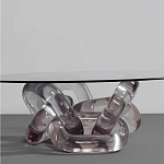 Дизайнерский журнальный стол с круглой прозрачной столешницей и основанием в виде цепи Hua Wang варинант исполнения - 1 | Loft Concept в Костроме