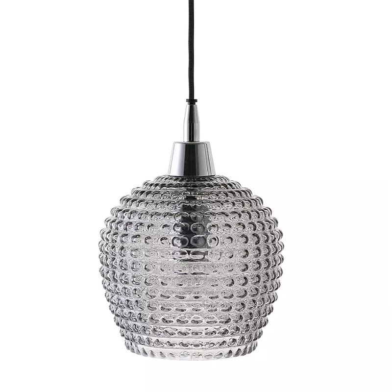 Подвесной светильник с рельефным стеклянным плафоном Embossed Glass Shade Прозрачный Серый Черный Подвесной светильник с рельефным стеклянным плафоном Embossed Glass Shade Прозрачный Серый Черный в Костроме | Loft Concept