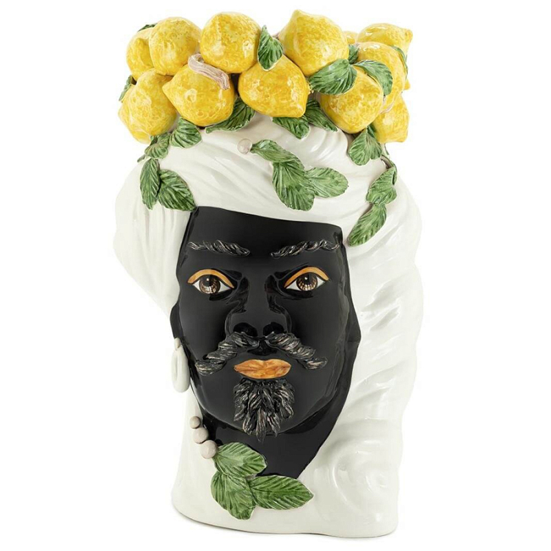 Ваза VASE LEMON HEAD MAN BIG Желтый Белый Ваза VASE LEMON HEAD MAN BIG Желтый Белый в Костроме | Loft Concept