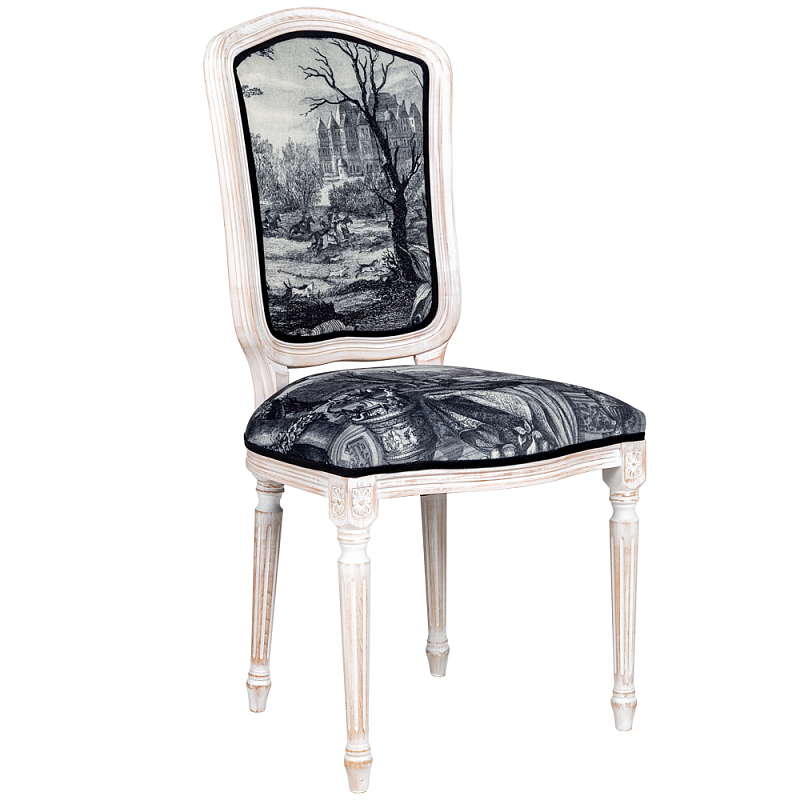 Стул Madrid Castle Stool Черно-белый Белый винтажная патина Стул Madrid Castle Stool Черно-белый Белый винтажная патина в Костроме | Loft Concept