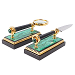 Настольный письменный набор из малахита и долерита с декором в виде герба России Leader Organizer варинант исполнения - 5 | Loft Concept в Костроме