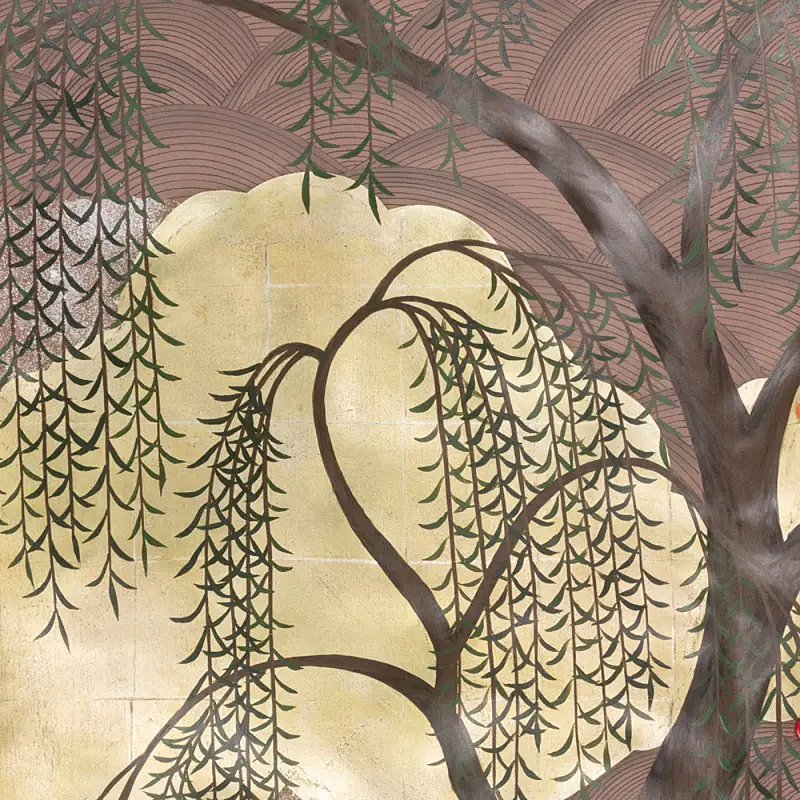 Обои ручная роспись Willow & Waves Original colourway on Edo painted Xuan paper with antiquing Обои ручная роспись Willow & Waves Original colourway on Edo painted Xuan paper with antiquing в Костроме | Loft Concept