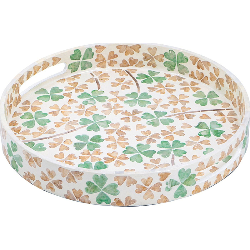 Поднос Clover leaves Бежевый Розовый Зеленый Поднос Clover leaves Бежевый Розовый Зеленый в Костроме | Loft Concept