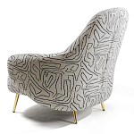 Кресло мягкое с принтом на золотистых ножках Onlooker варинант исполнения - 4 | Loft Concept в Костроме