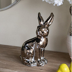 Статуэтка заяц из текстурированной терракоты и покрытый глянцевой краской под бронзу Rabbit Charm  варинант исполнения - 5 | Loft Concept в Костроме