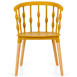 Пластиковый стул на ножках из массива бука Ferret Spiral Mustard варинант исполнения - 2 | Loft Concept в Костроме