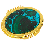 Зеркало карманное складное овальное из натурального камня Малахит с Хризоколлой Gold Stone Mirrors варинант исполнения - 1 | Loft Concept в Костроме