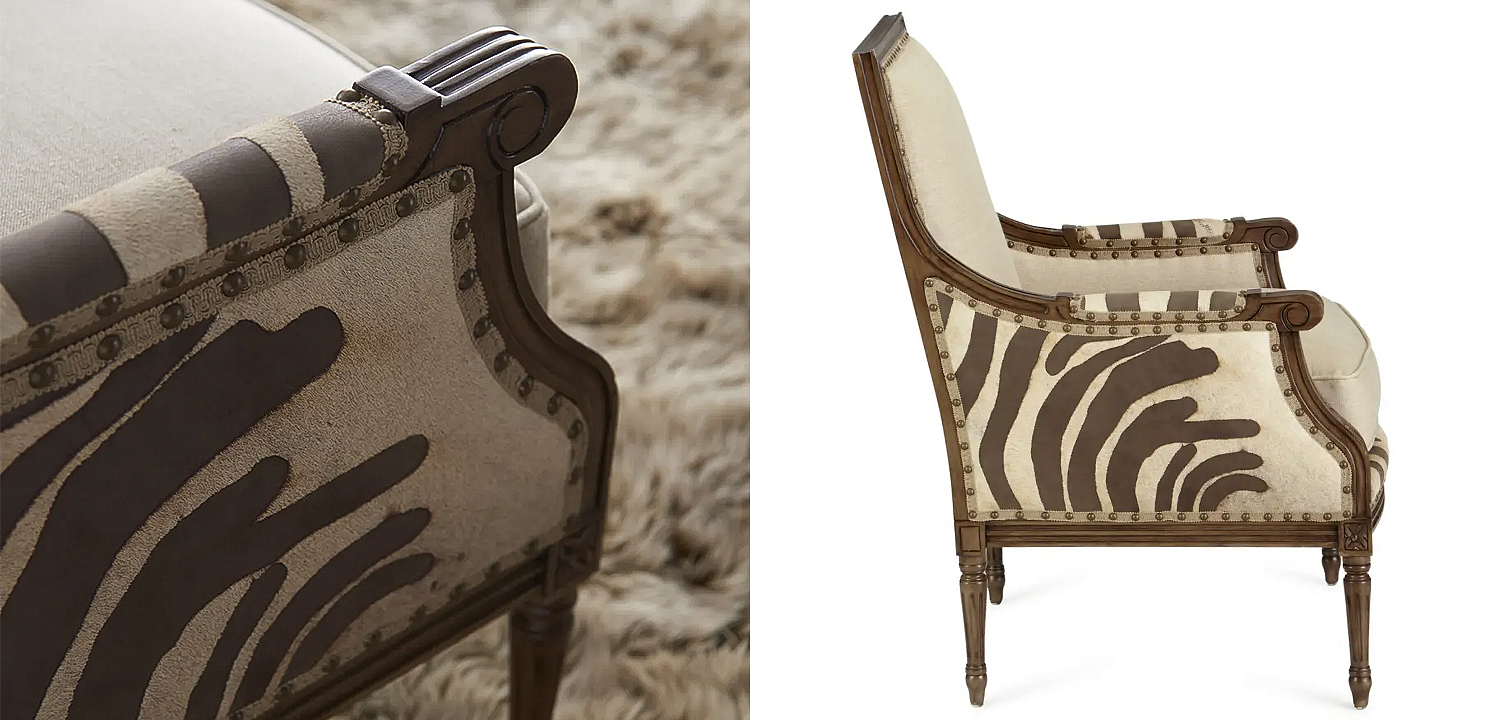Кресло Massoud Annie Zebra Washed Leather Linen Chair Кресло Massoud Annie Zebra Washed Leather Linen Chair - Loft-Concept в Костроме