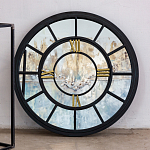 Зеркало настенное в чёрной металлической раме в виде часов Mirror Tower Clock варинант исполнения - 3 | Loft Concept в Костроме