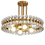 Люстра круглая золотистая с прозрачными стеклянными плафонами в форме шара Crystal Kaleidoscope варинант исполнения - 1 | Loft Concept в Костроме