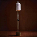 Торшер с белым фактурным абажуром и декором из черных сфер Echoes of Light варинант исполнения - 1 | Loft Concept в Костроме