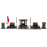 Настольный письменный набор с часами из природного камня обсидиана Team leader варинант исполнения - 1 | Loft Concept в Костроме