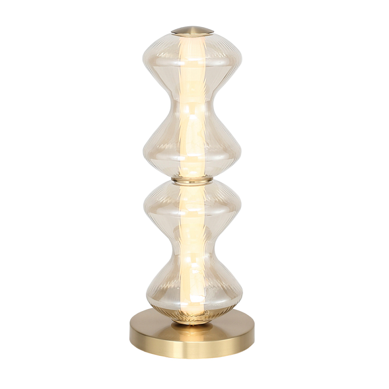 Настольная лампа светодиодная с волнообразным плафоном Amphora of Light Коньяк Золотой в Костроме | Loft Concept 