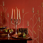 Обои с вышивкой ручной работы Ceres Original colourway on wool sateen варинант исполнения - 1 | Loft Concept в Костроме