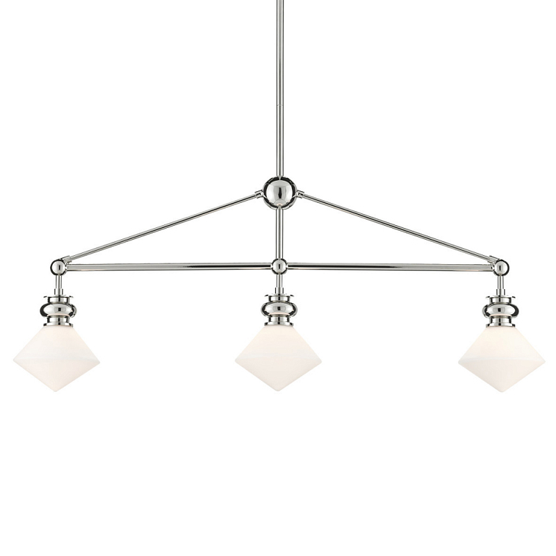 Люстра линейная с ромбовидными плафонами Pointed Diamond Shade Никель Белый Люстра линейная с ромбовидными плафонами Pointed Diamond Shade Никель Белый в Костроме | Loft Concept