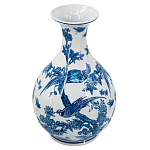 Ваза с мотивами цветущего сада с попугаями Blue Vase Inspired by Nature варинант исполнения - 1 | Loft Concept в Костроме