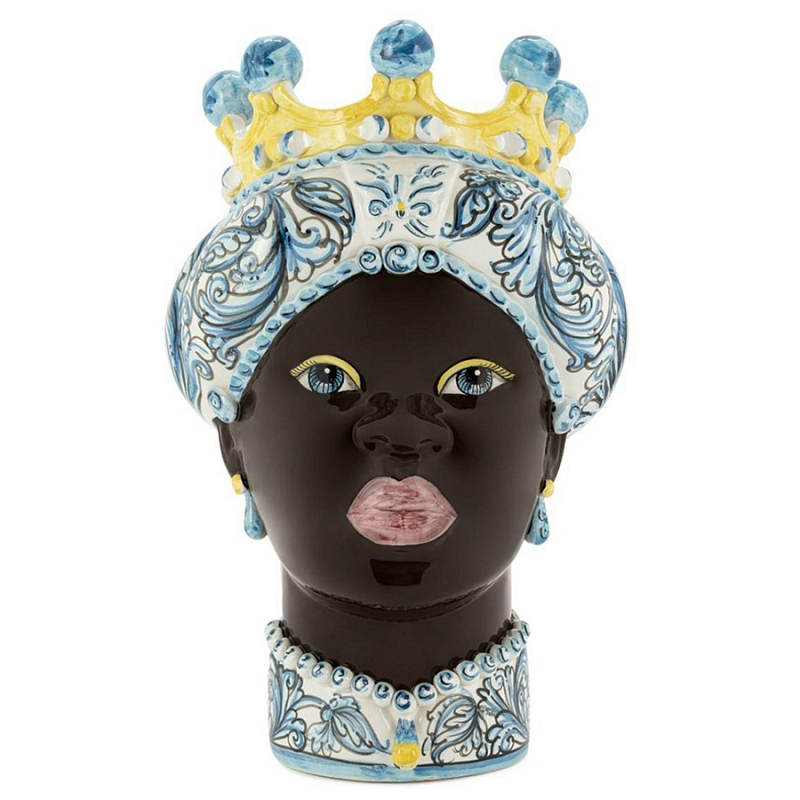 Ваза Vase Moro Lady Ornate Light Blue Черный Голубой Ваза Vase Moro Lady Ornate Light Blue Черный Голубой в Костроме | Loft Concept