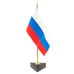 Флагшток настольный с флагом России из камня обсидиан Stone Flagpole варинант исполнения - 2 | Loft Concept в Костроме