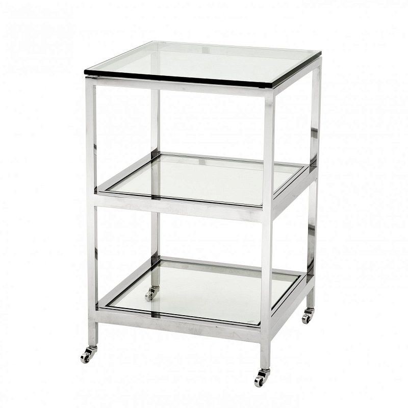 Приставной стол Eichholtz Side Table Hutton Нержавеющая сталь Прозрачное Стекло Приставной стол Eichholtz Side Table Hutton Нержавеющая сталь Прозрачное Стекло в Костроме | Loft Concept