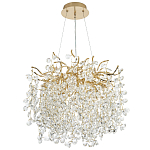 Люстра с хрустальными подвесками на металлических ветках Fairytree Light Gold Chandelier 10 варинант исполнения - 2 | Loft Concept в Костроме