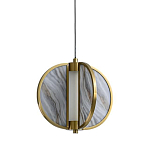 Подвесной светильник с круглым плафоном из искусственного алебастра в бронзовой оправе Marbella варинант исполнения - 1 | Loft Concept в Костроме