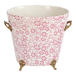 Кашпо из белого фарфора с розовым цветочным орнаментом Eden Garden варинант исполнения - 1 | Loft Concept в Костроме