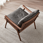 Кресло c каркасом из массива дерева и мягкой кожаной обивкой Walnut Armchair варинант исполнения - 3 | Loft Concept в Костроме