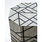 Приставной столик с инкрустацией Black and White Geometry bone bedside table варинант исполнения - 1 | Loft Concept в Костроме