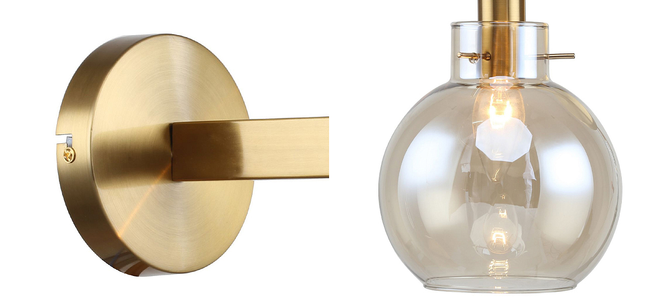 Бра с плафоном коньячного цвета Carmella Globe Brass Бра с плафоном коньячного цвета Carmella Globe Brass - Loft-Concept в Костроме