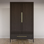 Шкаф платяной Primo с выдвижными ящиками шпон Темный орех варинант исполнения - 2 | Loft Concept в Костроме