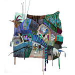 Панно гобелен яркие Пространство-Время TimeSpace Blue варинант исполнения - 2 | Loft Concept в Костроме