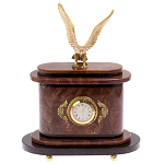 Часы настольные бронзовые из натурального камня Лемезит с декором в виде горного орла Eagle Stone Clock варинант исполнения - 1 | Loft Concept в Костроме